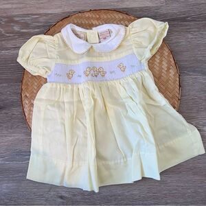 Carriage boutique yellow smocked dress w/ duckies